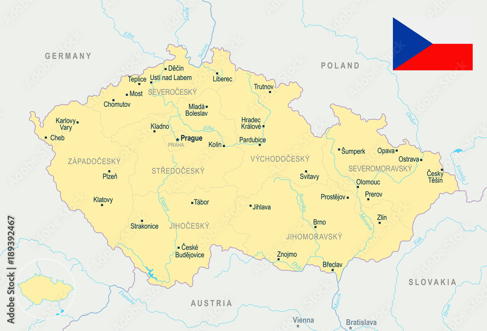 Czech Republic Map - Detailed Vector Illustration
