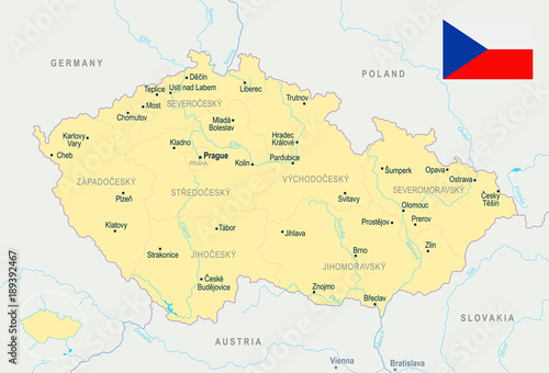 Czech Republic Map - Detailed Vector Illustration