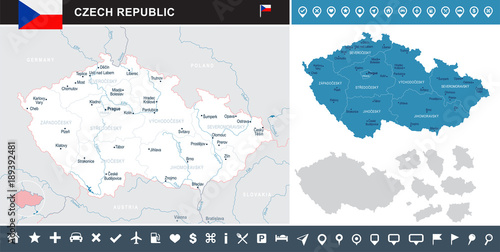Czech Republic - infographic map - Detailed Vector Illustration