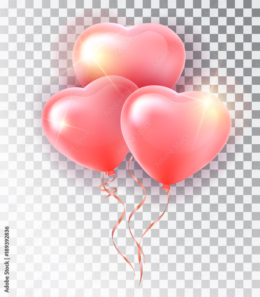 Balloon pink heart set. Symbol of love. Gift. Valentine s day . Vector ...