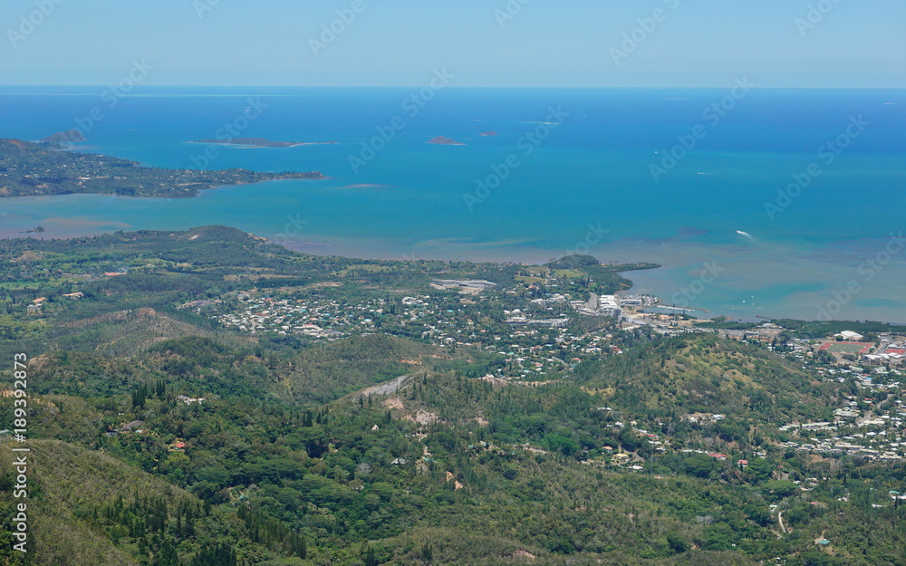 Aerial view, Boulary and Saint-Michel district, Noumea city, southwest coast of Grande Terre, New Caledonia, south Pacific ocean