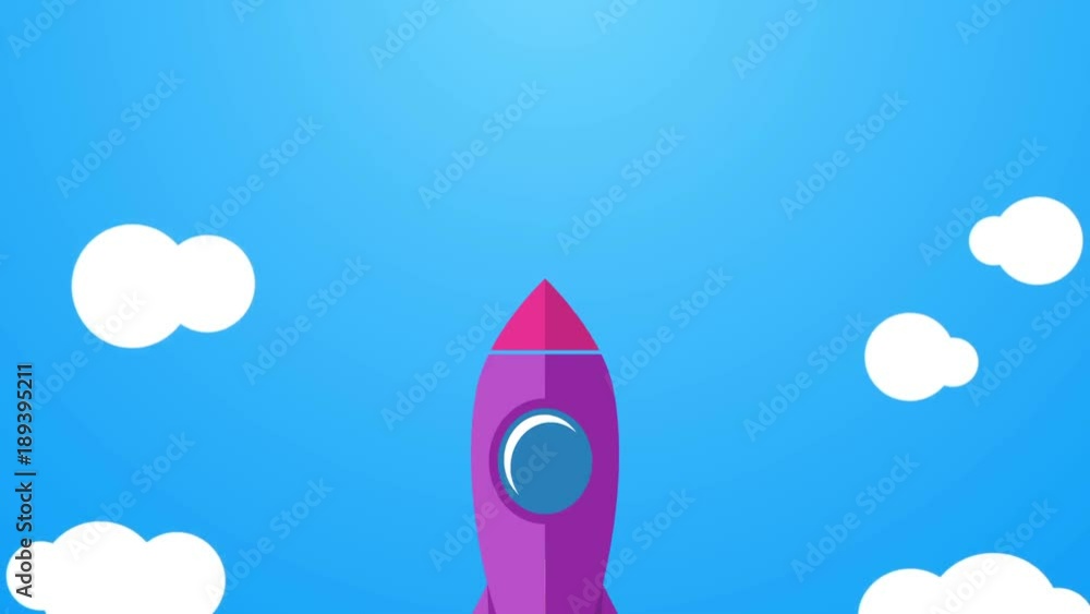 Flat style animation of rocket launch. Flat style animation of rocket launch.
