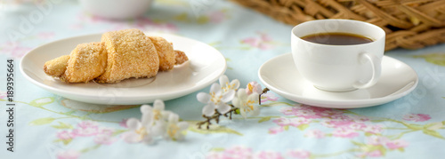 Wallpaper Mural Many croissants on a table with spring flowers Torontodigital.ca