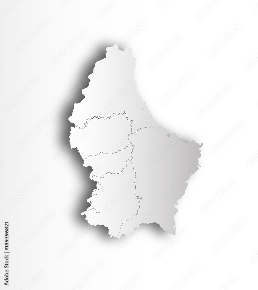Obraz premium Map of Luxembourg with lakes and rivers.