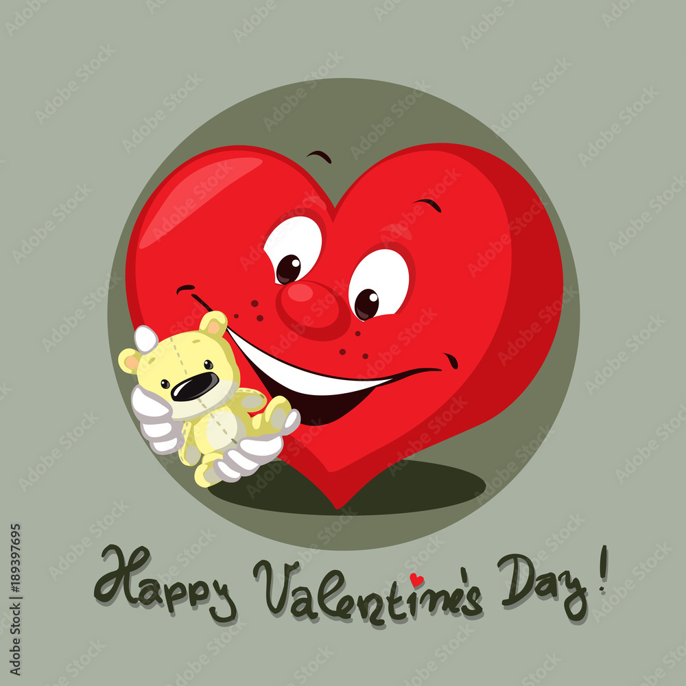 valentines heart with teddy bear flat design vectot character illustration valentines heart with teddy bear flat design vectot character illustration