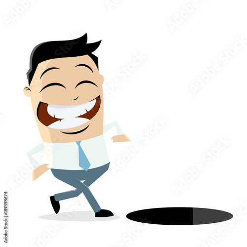 careless businessman walking in a hole