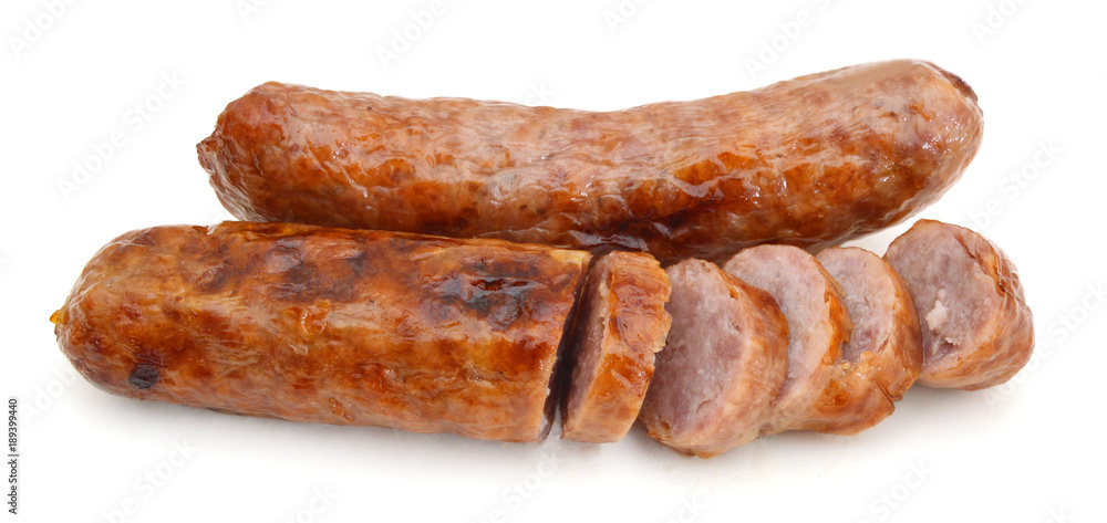 Grilled bratwurst isolated on white Grilled bratwurst isolated on white