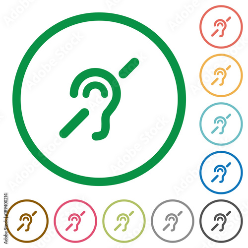 Hearing impaired flat icons with outlines