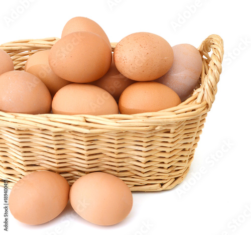 Raw eggs isolated on white background