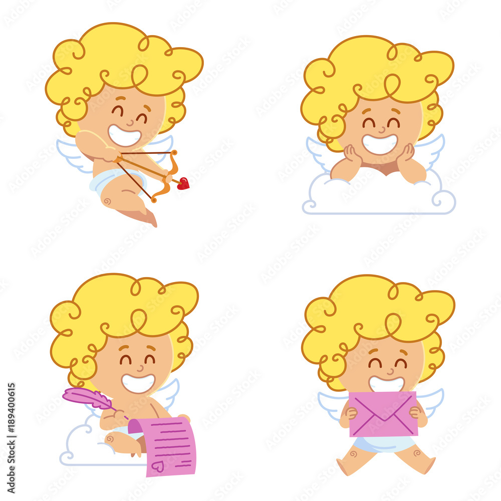 Vector illustration of Cupid in different poses Vector illustration of Cupid in different poses