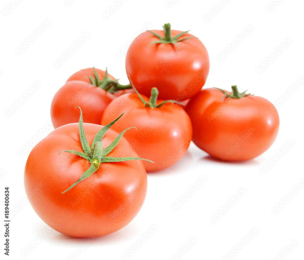 Tomatoes on a white background