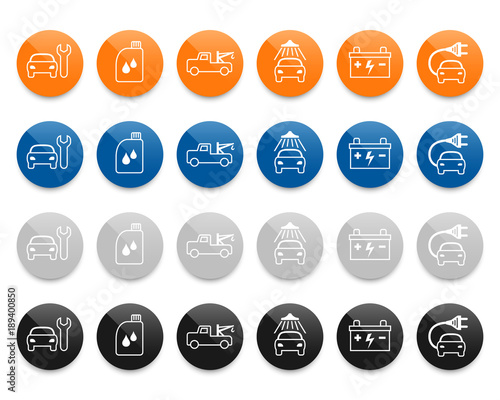 Car service line vector icons set