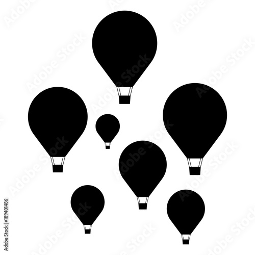 Set of hot air balloons, minimal flat style