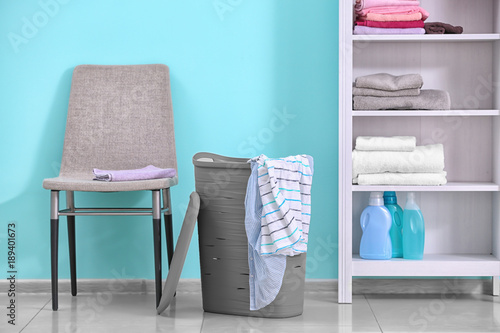 Plastic laundry basket with...