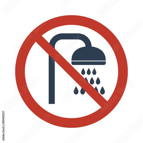 No shower sign on white background.