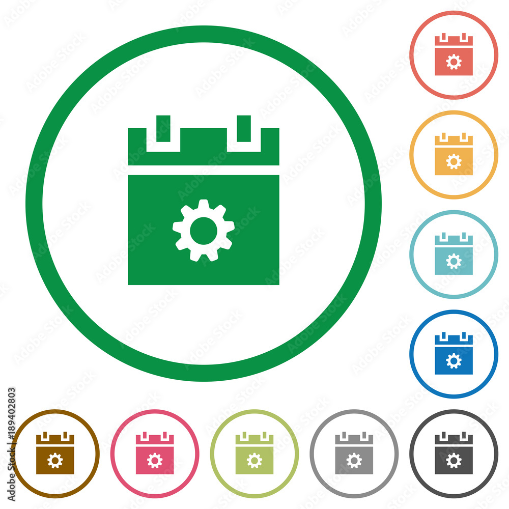 Schedule settings flat icons with outlines Schedule settings flat icons with outlines