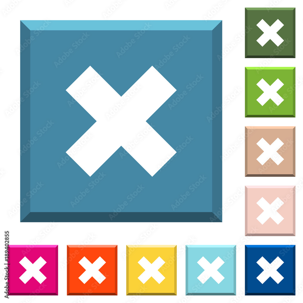 Cancel white icons on edged square buttons Cancel white icons on edged square buttons