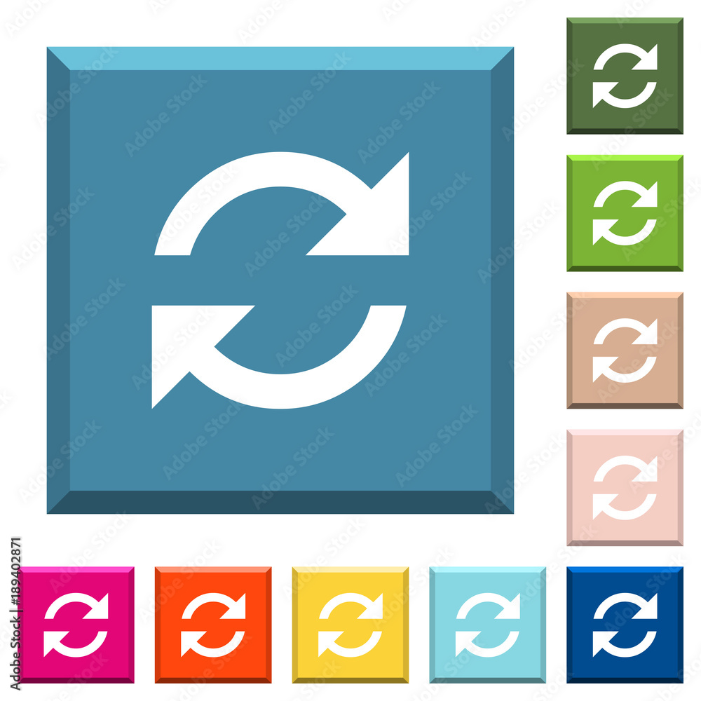 Refresh arrows white icons on edged square buttons