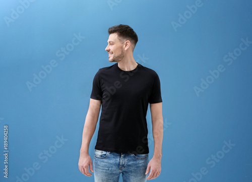 Young man in black t-shirt ...