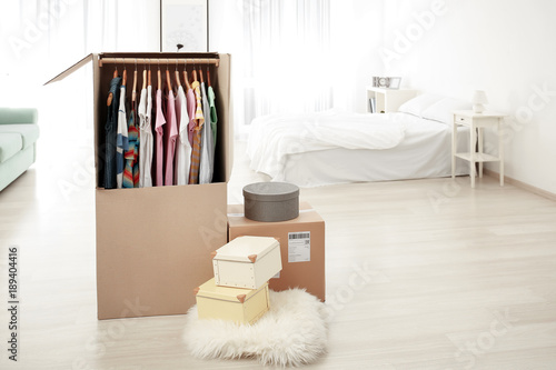 Wardrobe boxes with clothes...