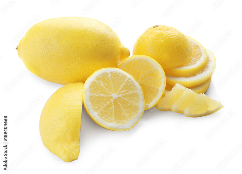 Fresh ripe lemons on white background Fresh ripe lemons on white background
