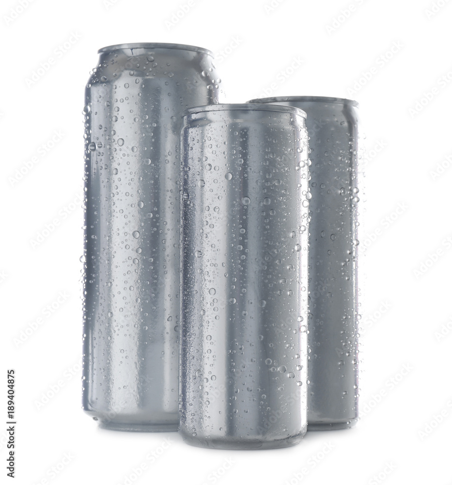 Three aluminum cans on white background Three aluminum cans on white background