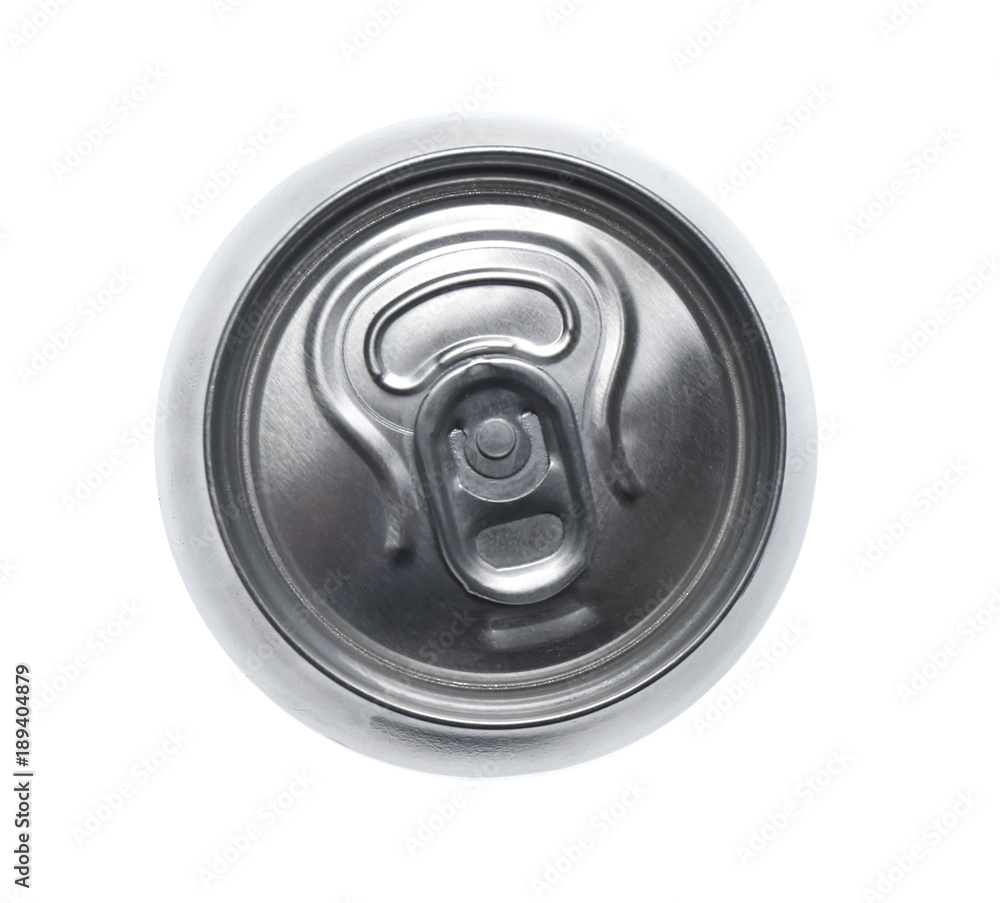 Top view of aluminum can on white background Top view of aluminum can on white background