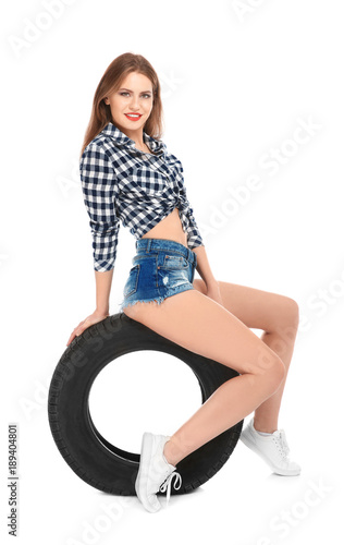 Young woman in seductive ou...