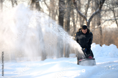 Snow removal with a snow blower 
