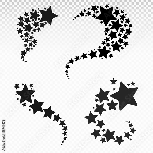 Set of Stars. Star design tattoos. Vector illustration. Isolated on transparent background