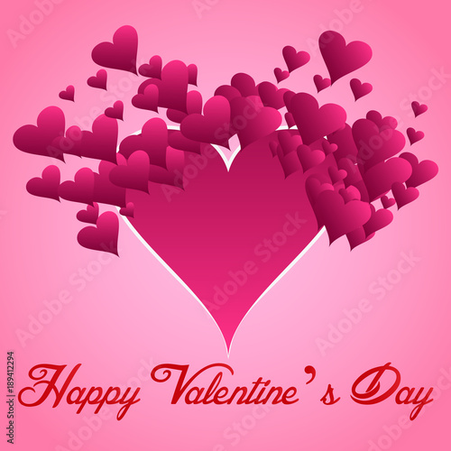 Happy valentines day and wedding design elements. Pink Background With Hearts. Typography poster with handwritten text paper. Vector illustration.