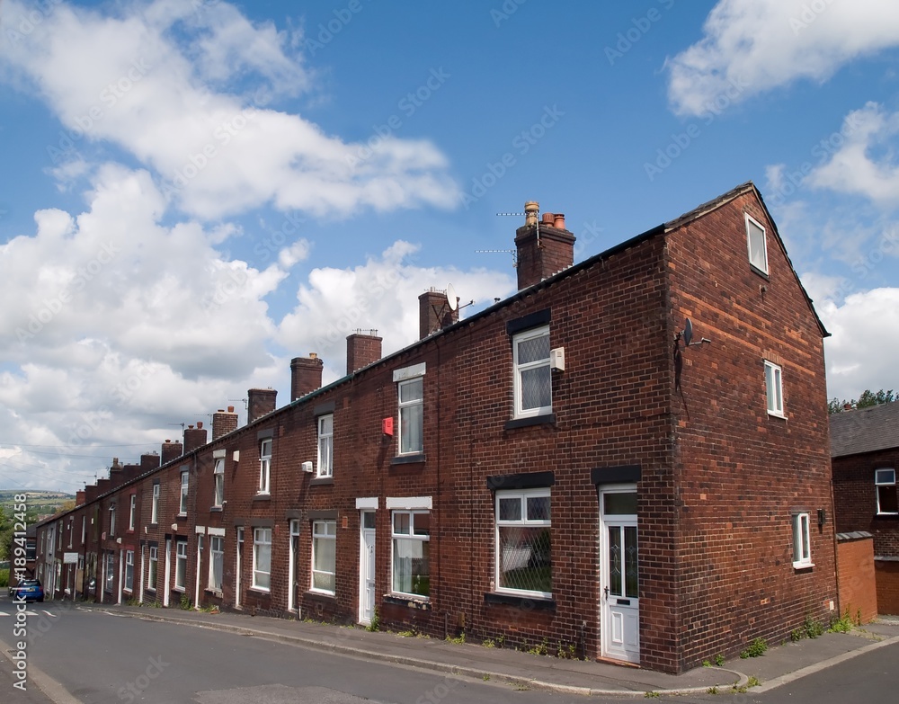 Terraced houses on a Lancashire town hill Terraced houses on a Lancashire town hill