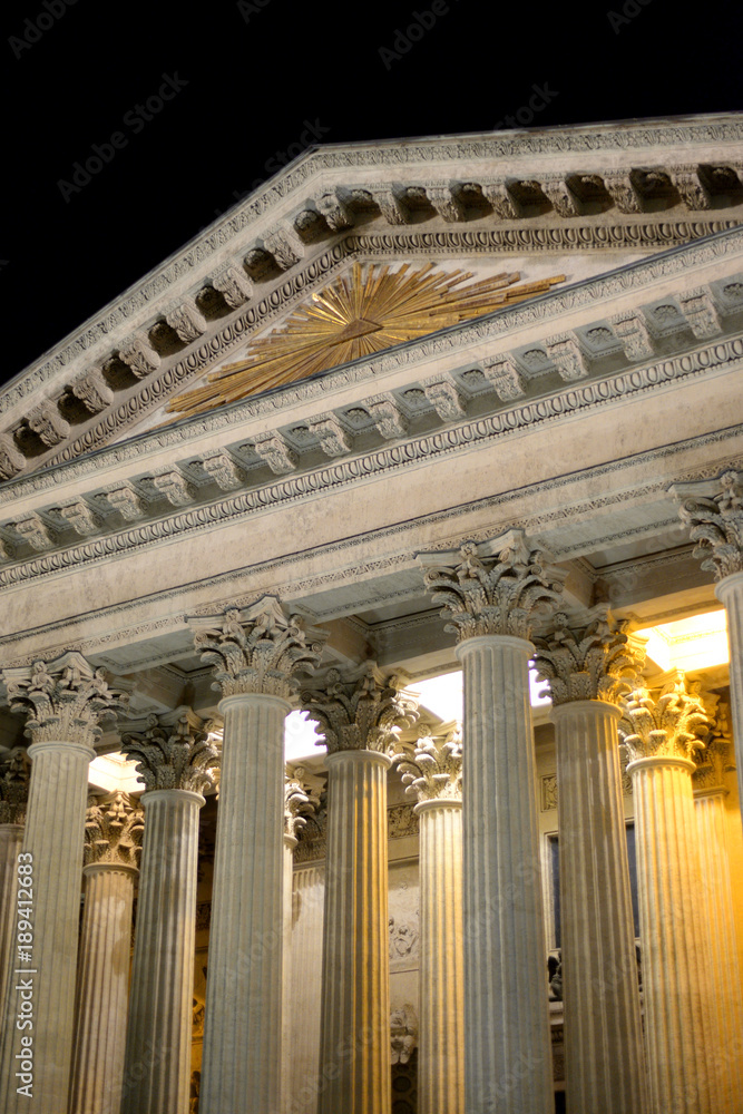 Kazan Cathedral in St. Petersburg by night.