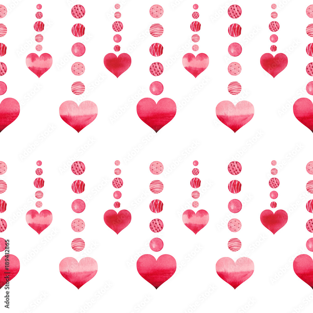 Watercolor Valentines Day pattern with hearts