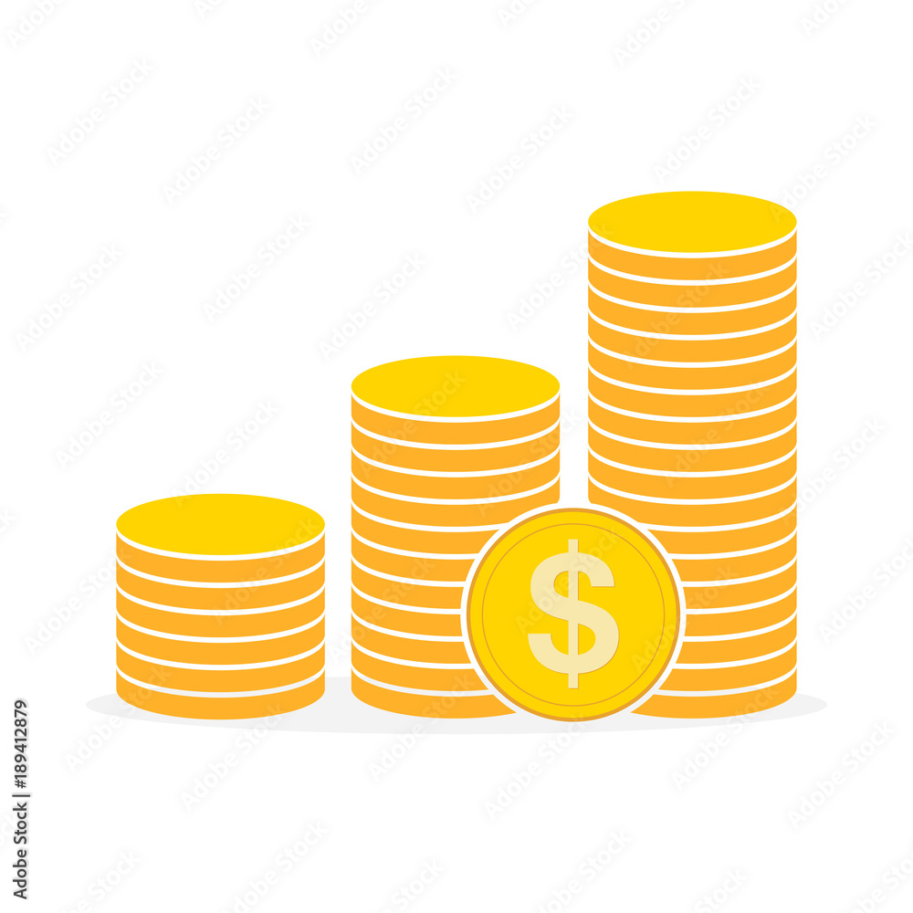 Heap of the golden dollar coins. Vector illustration. Heap of the golden dollar coins. Vector illustration.