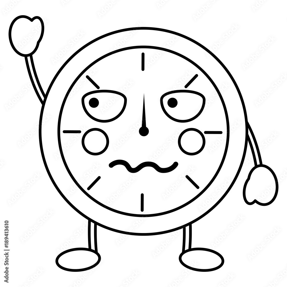 angry clock kawaii icon image vector illustration design angry clock kawaii icon image vector illustration design