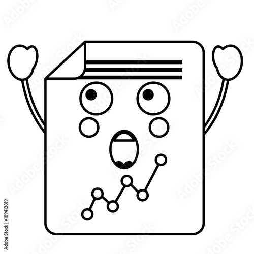 suprised graph chart kawaii icon image vector illustration design 
