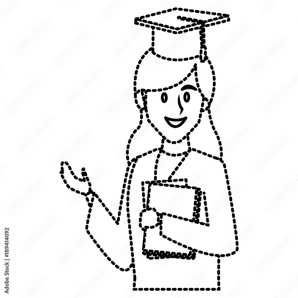 Fototapeta premium Student woman with graduation hat icon vector illustration graphic design