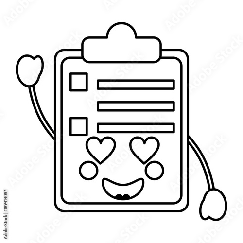 clipboard heart eyes   kawaii icon image vector iilustration design 