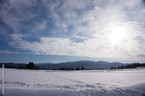 秋田県 雪景色 冬 青空