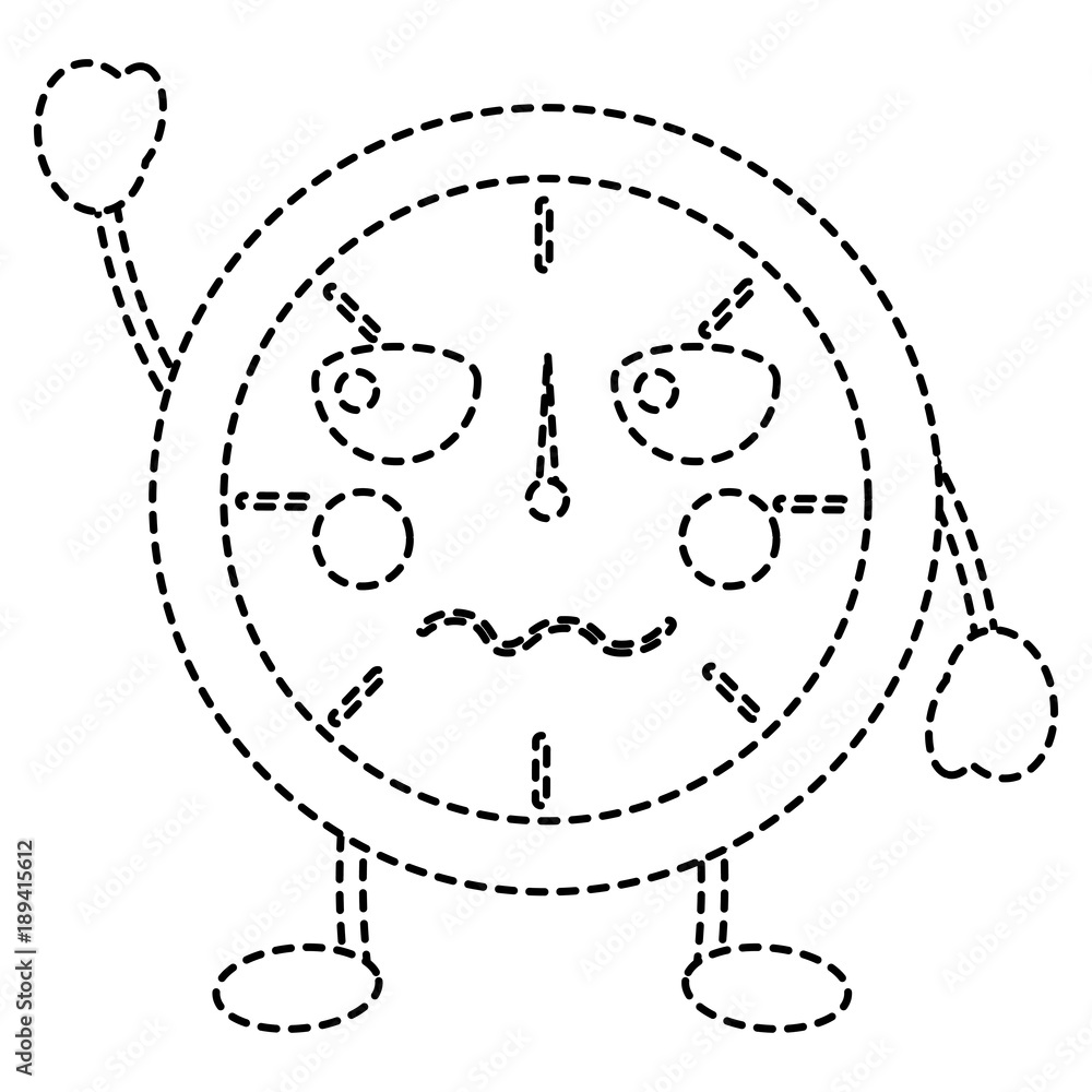 angry clock kawaii icon image vector illustration design black dotted line angry clock kawaii icon image vector illustration design black dotted line