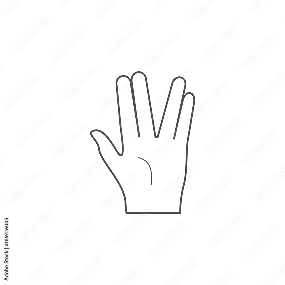 hand sign two fingers spread apart icon. Hands sign elements concept and web apps. Thin line  icon for website design and development, app development. Premium icon