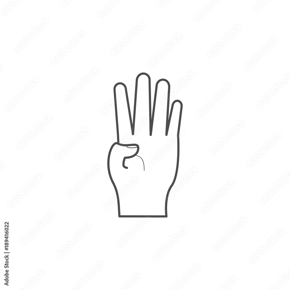 hand sign show four icon. Hands sign elements concept and web apps. Thin line icon for website design and development, app development. Premium icon hand sign show four icon. Hands sign elements concept and web apps. Thin line icon for website design and development, app development. Premium icon