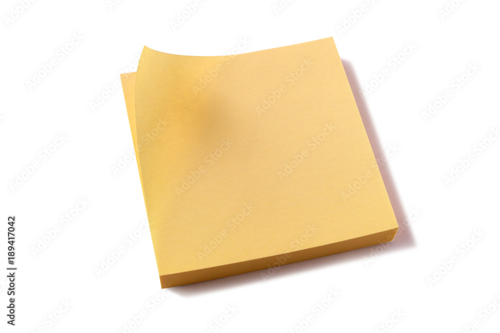 Yellow sticky square post it note pad isolated on white background photo Yellow sticky square post it note pad isolated on white background photo