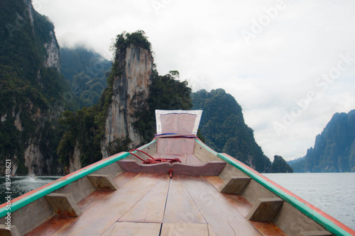 View from boat in ratchaprapa dam photo