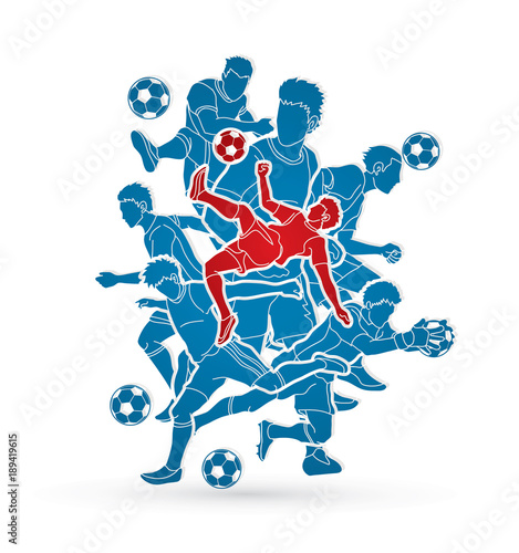 Soccer player team composition  graphic vector.