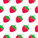 Cute strawberry seamless pattern. Organic fresh health dessert. Vector illustration isolated on white background.