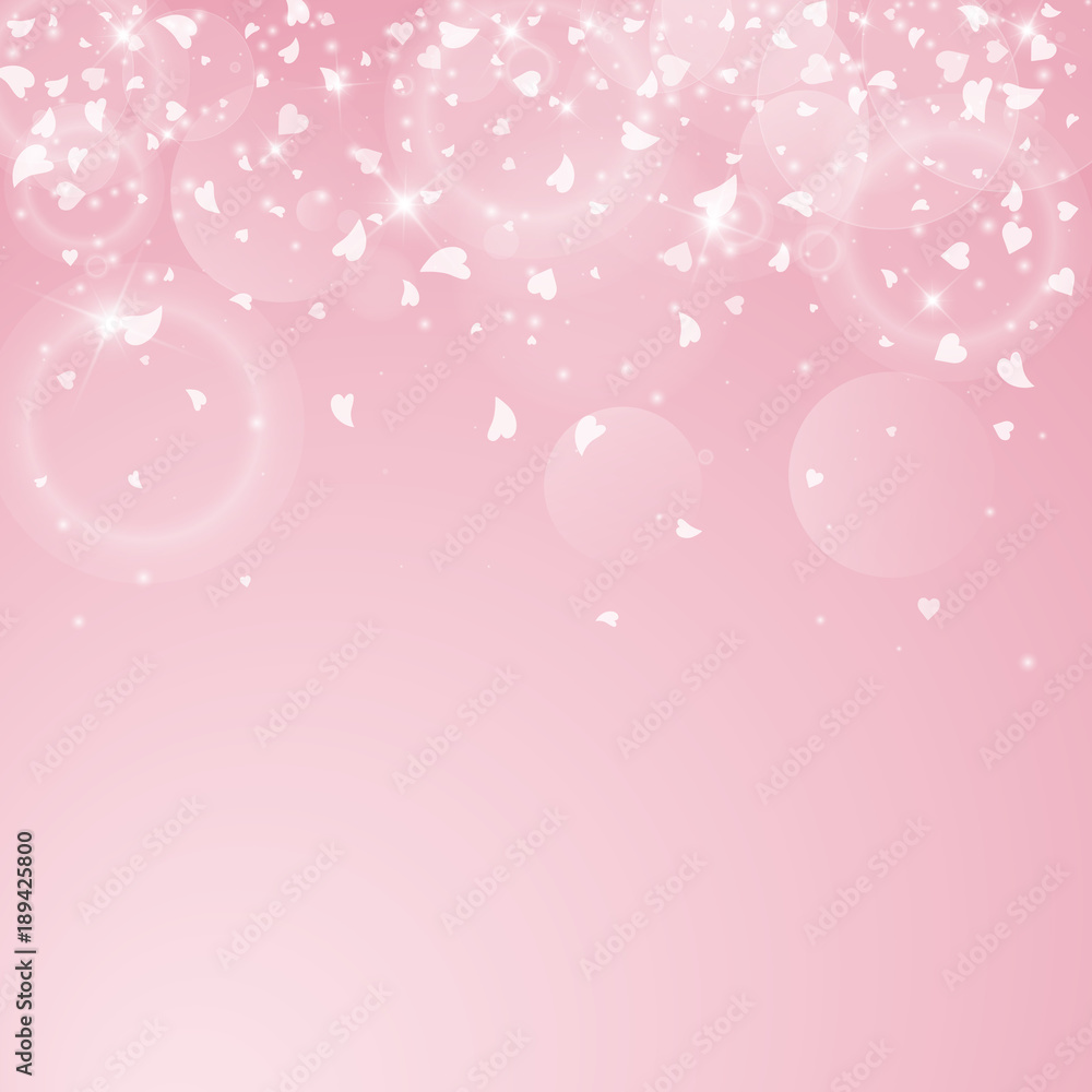 Falling hearts valentine background. Scatter top gradient on pink background. Falling hearts valentines day grand design. Vector illustration. Falling hearts valentine background. Scatter top gradient on pink background. Falling hearts valentines day grand design. Vector illustration.