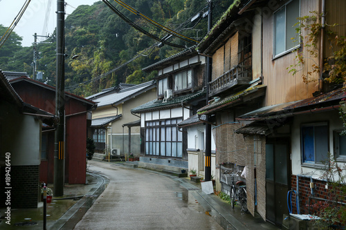 Ine Boathouse is traditional Fisherman Village on a rainy day of Kyoto  JAPAN.