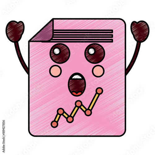 suprised graph chart kawaii icon image vector illustration design 
